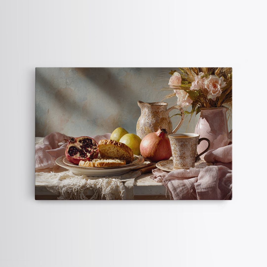 Figs Pomegranates and Linen Composition Canvas Print, Kitchen Art, Digital Wall Art, Kitchen Decor, Abstract Art, Kitchen, KIT-3x2-26