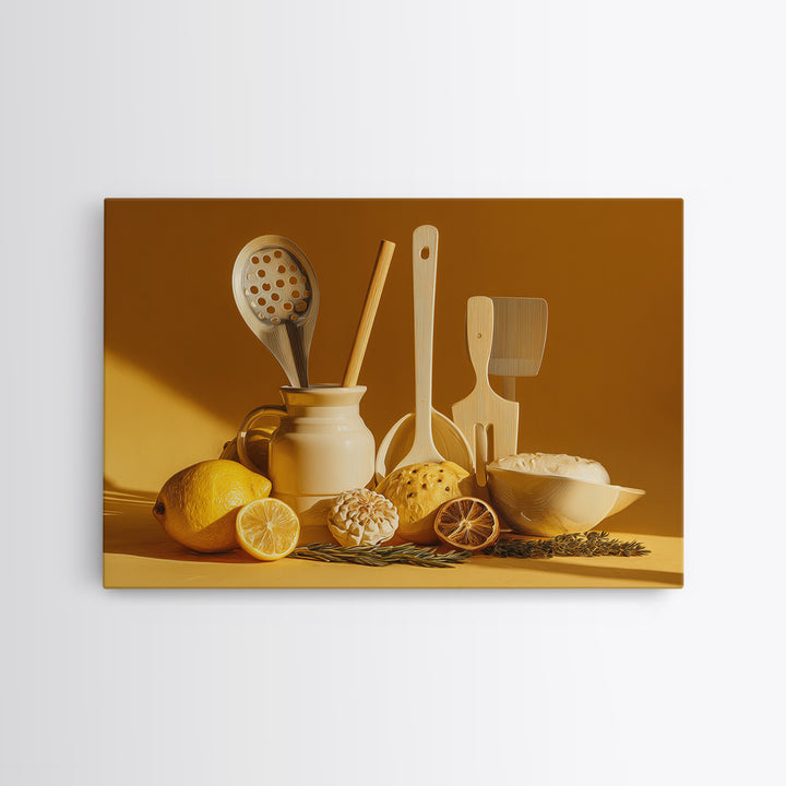 Kitchen Utensil Silhouettes Framed Canvas Print, Kitchen Art, Bar Cart Decor, Kitchen Decor, Abstract Art, Kitchen, KIT-3x2-97