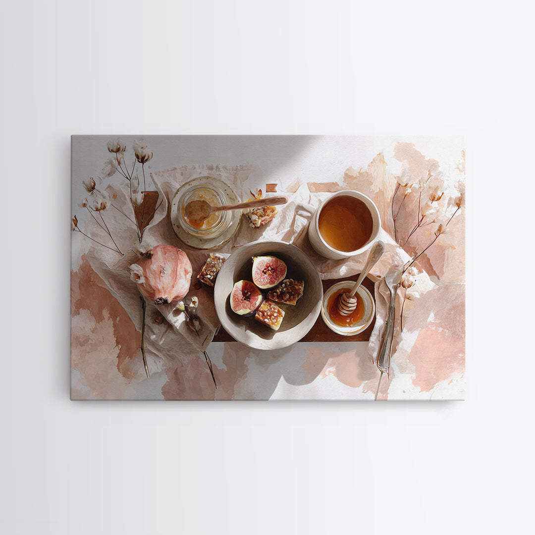 Figs Pomegranates and Linen Composition Canvas Print, Kitchen Art, Coffee Art, Kitchen Decor, Fine Art, Kitchen, Fine Art Print, KIT-3x2-98