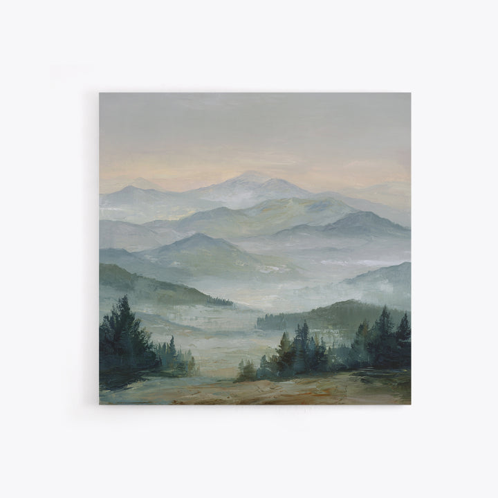Misty Mountain Valley at Sunrise Canvas Print, Landscape Art, Room Decor, Living Room Decor, Fine Art, Horizon, LAN-1x1-25