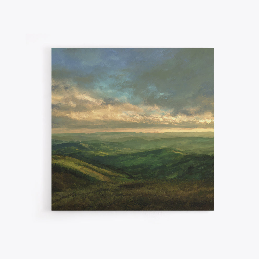 Rolling Green Hills Canvas Print, Landscape Art, Floral Wall Art, Living Room Decor, Fine Art, Horizon, Minimalist Decor, LAN-1x1-30