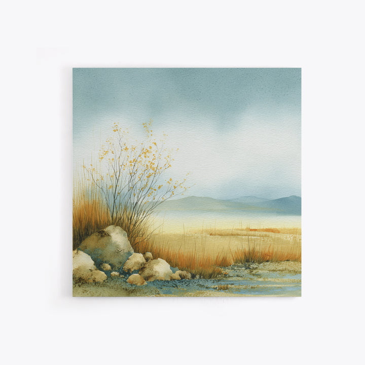 Desert Dunes under Pale Moon Canvas Print, Landscape Art, Boho Wall Art, Living Room Decor, Fine Art, Horizon, Neutral Decor, LAN-1x1-35