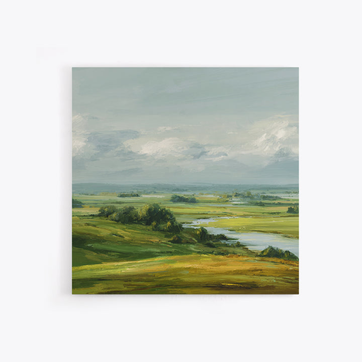 Rolling Green Hills Canvas Print, Landscape Art, Floral Wall Art, Living Room Decor, Fine Art, Horizon, Minimalist Decor, LAN-1x1-54