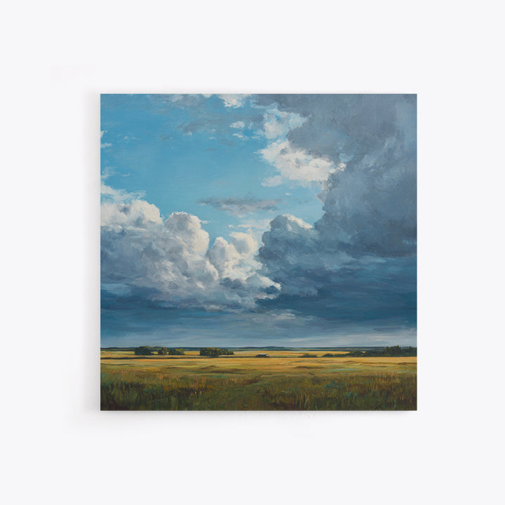 Storm Clouds over an Open Prairie Canvas Print, Landscape Art, Decor, Living Room Decor, Oil Painting, Horizon, LAN-1x1-99
