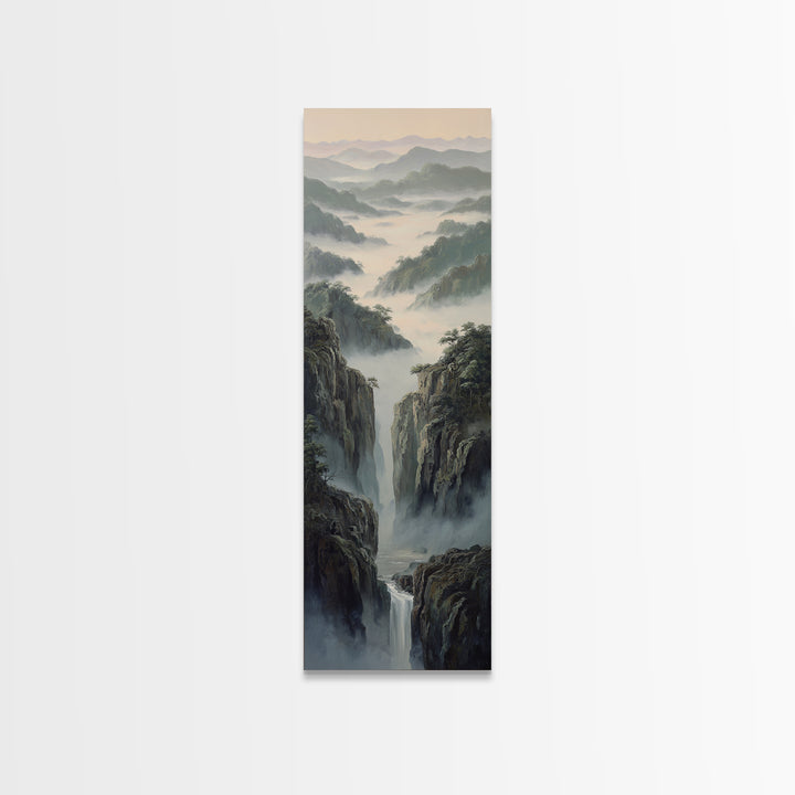 Tropical Jungle Waterfall Canvas Print, Landscape Art, Living Room Wall Art, Living Room Decor, Oil Painting, Horizon, LAN-1x3-100