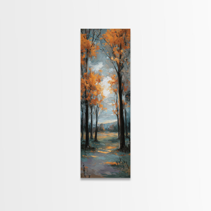 Autumn Forest Path Canvas Print, Landscape Art, Luxury Decor, Living Room Decor, Fine Art, Horizon, Digital Art, LAN-1x3-21