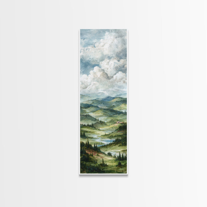 Rolling Green Hills Canvas Print, Landscape Art, Neutral Decor, Living Room Decor, Oil Painting, Horizon, Home Decor, LAN-1x3-42