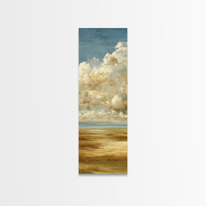 Golden Wheat Field Beneath Huge Clouds Canvas Print, Landscape Art, Original Art, Living Room Decor, Fine Art, Horizon, LAN-1x3-60