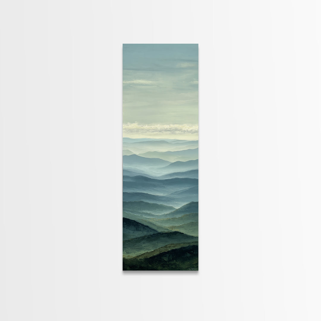 Rolling Green Hills Framed Canvas Print, Landscape Art, Luxury Decor, Living Room Decor, Fine Art, Horizon, Digital Art, LAN-1x3-66