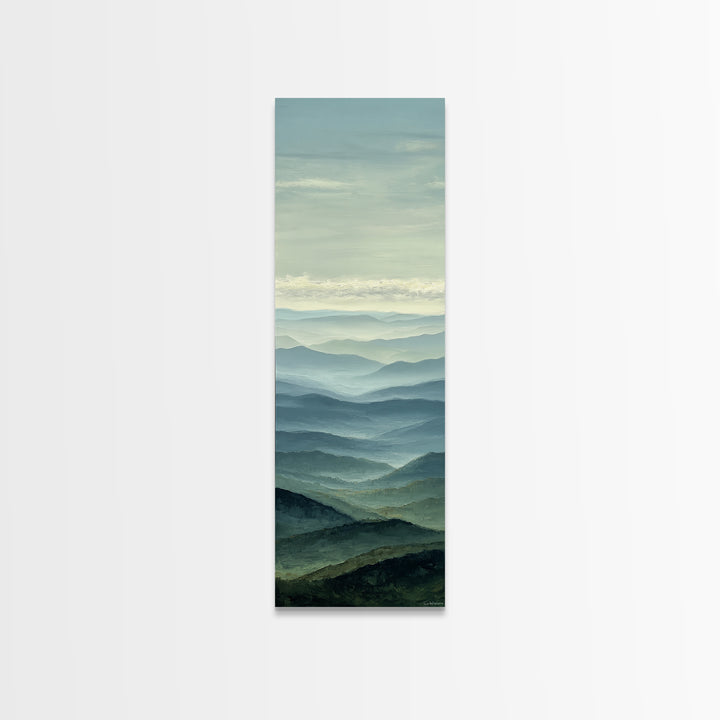 Rolling Green Hills Framed Canvas Print, Landscape Art, Luxury Decor, Living Room Decor, Fine Art, Horizon, Digital Art, LAN-1x3-66