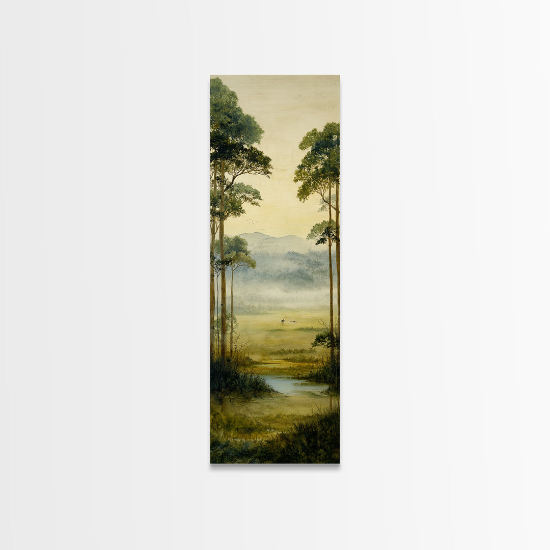 Misty Cypress Swamp Canvas Print, Landscape Art, Boho Decor, Living Room Decor, Fine Art, Horizon, Art Prints, Digital Art, LAN-1x3-82