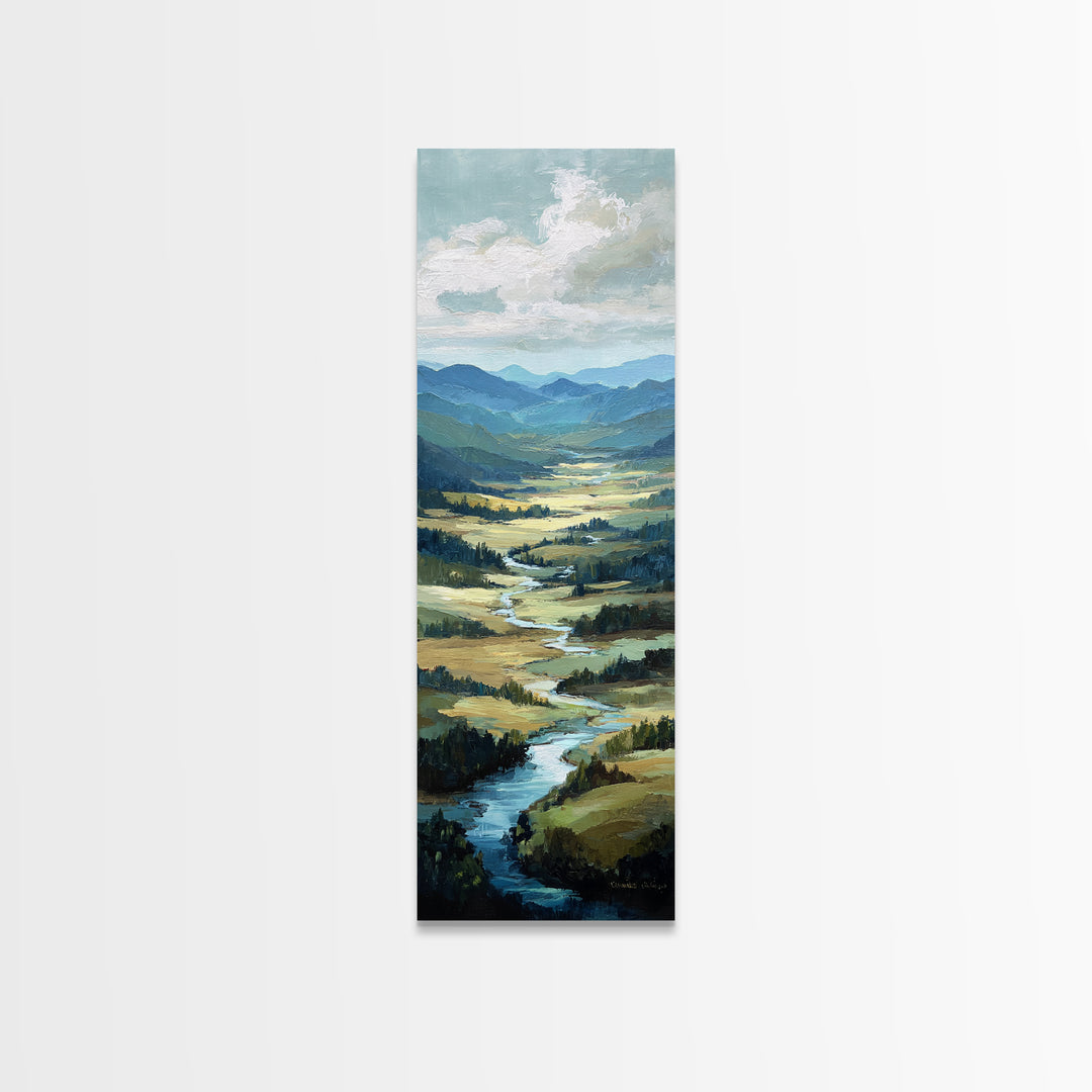 Rolling Green Hills Canvas Print, Landscape Art, Wall Art, Living Room Decor, Fine Art, Horizon, Framed Wall Art, Abstract Art, LAN-1x3-90