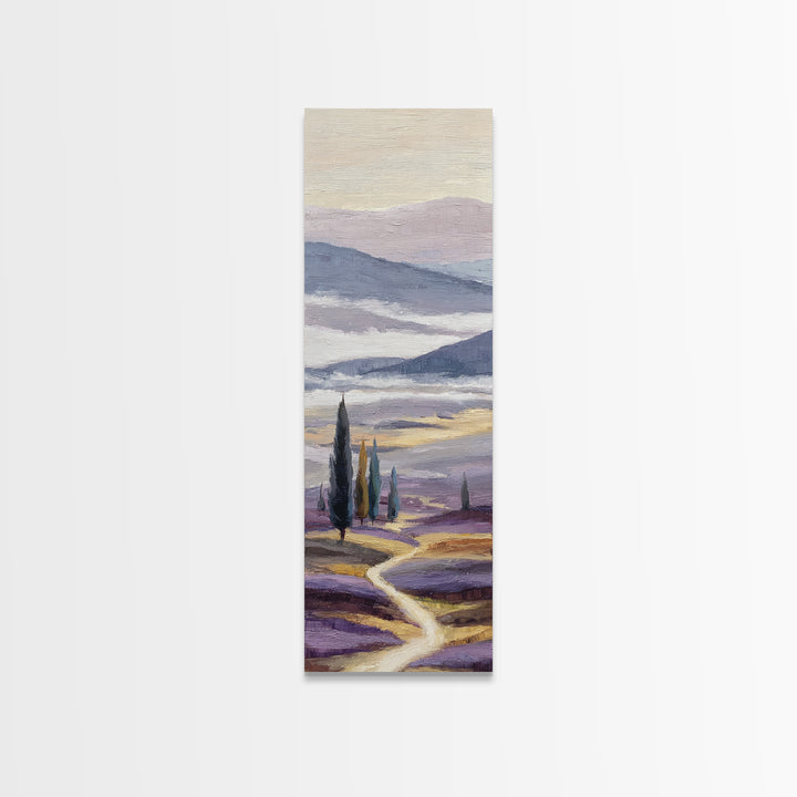 Lavender Field Leading to Distant Hills Canvas Print, Landscape Art, Room Decor, Living Room Decor, Fine Art, Horizon, LAN-1x3-94