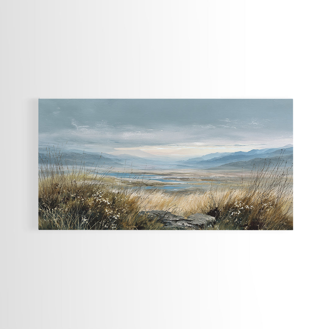Rocky Scottish Highland Framed Canvas Print, Landscape Art, Art Prints, Living Room Decor, Fine Art, Horizon, Abstract Wall Art, LAN-2x1-13