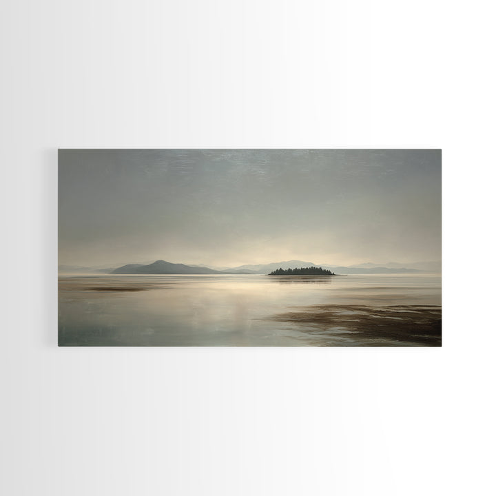 Volcanic Black Beach Framed Canvas Print, Landscape Art, Contemporary Art, Living Room Decor, Fine Art, Horizon, Original Art, LAN-2x1-34