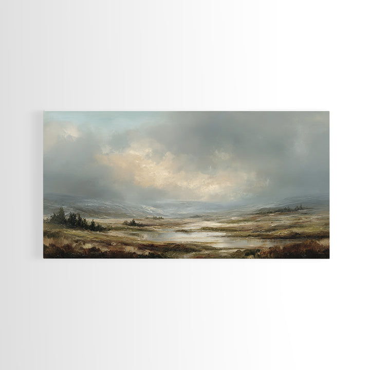 Rocky Scottish Highland Framed Canvas Print, Landscape Art, Art Prints, Living Room Decor, Fine Art, Horizon, Abstract Wall Art, LAN-2x1-37