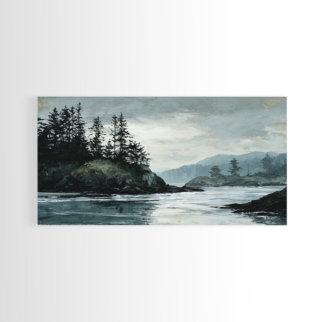 Volcanic Black Beach Canvas Print, Landscape Art, Art Prints, Living Room Decor, Fine Art, Horizon, Abstract Wall Art, LAN-2x1-58