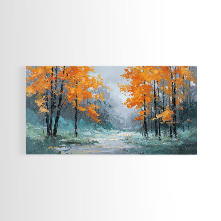 Autumn Forest Path Canvas Print, Landscape Art, Digital Print, Living Room Decor, Fine Art, Horizon, Living Room Wall Art, LAN-2x1-77