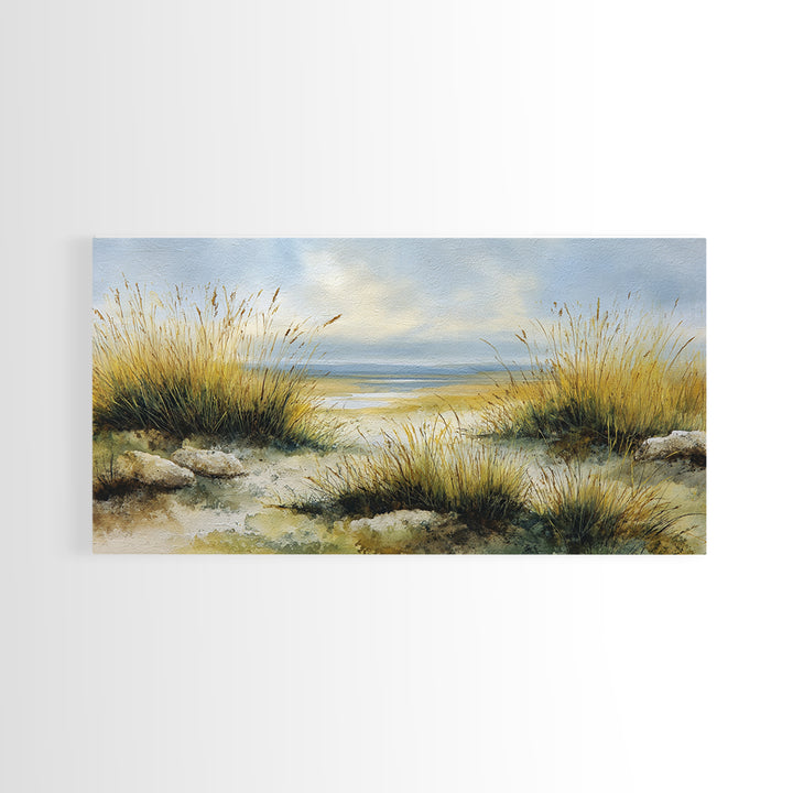 Desert Dunes under Pale Moon Framed Canvas Print, Landscape Art, Set of 3 Prints, Living Room Decor, Fine Art, Horizon, LAN-2x1-79