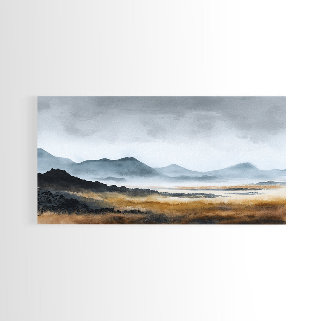 Volcanic Black Beach Canvas Print, Landscape Art, Art Prints, Living Room Decor, Fine Art, Horizon, Abstract Wall Art, LAN-2x1-82