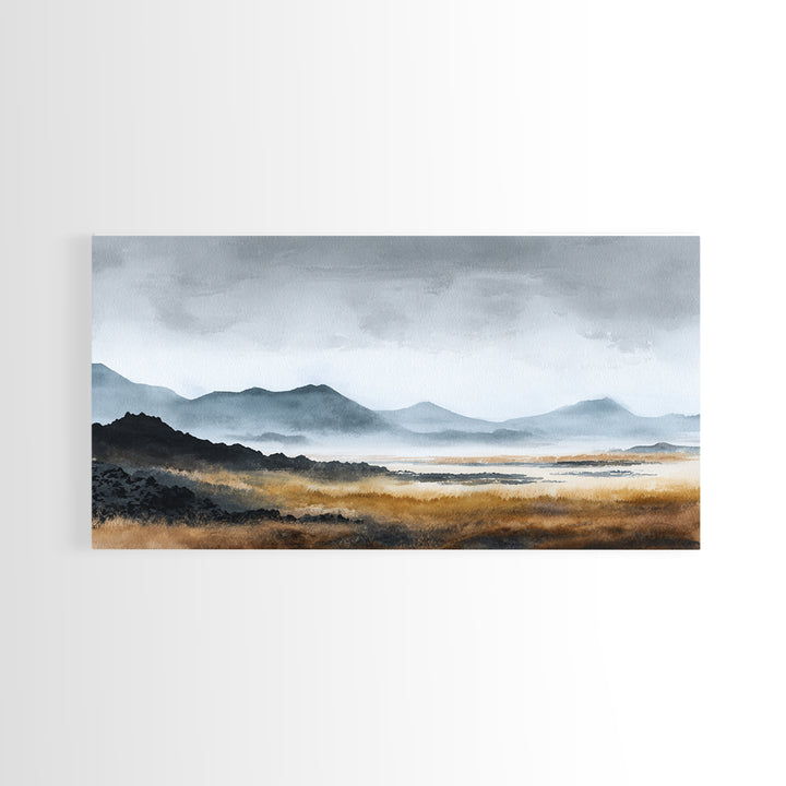 Volcanic Black Beach Canvas Print, Landscape Art, Art Prints, Living Room Decor, Fine Art, Horizon, Abstract Wall Art, LAN-2x1-82