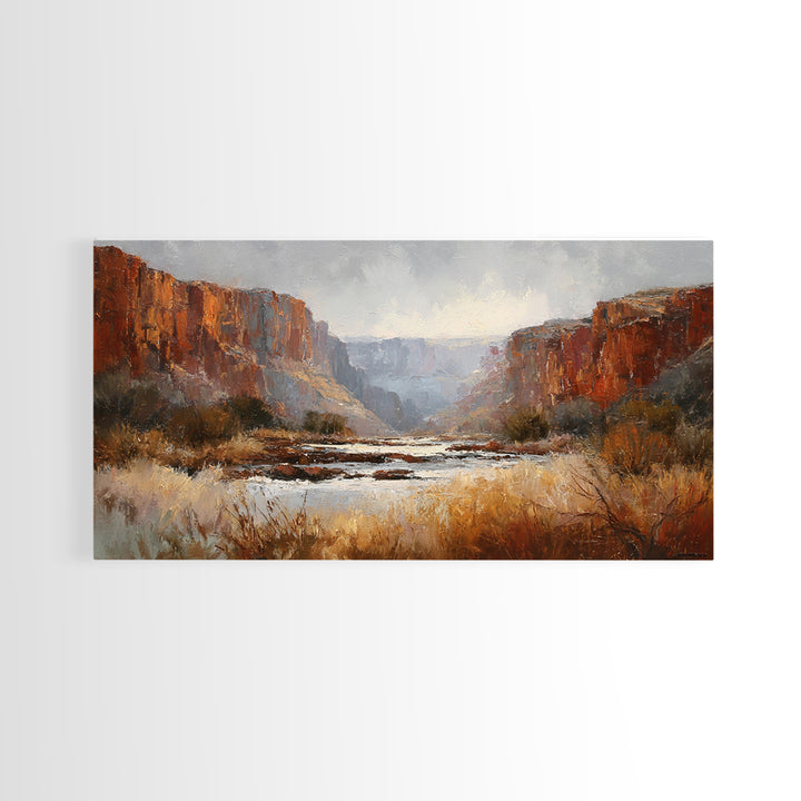 Red Canyon Walls Framed Canvas Print, Landscape Art, Boho Wall Art, Living Room Decor, Fine Art, Horizon, Neutral Decor, LAN-2x1-97