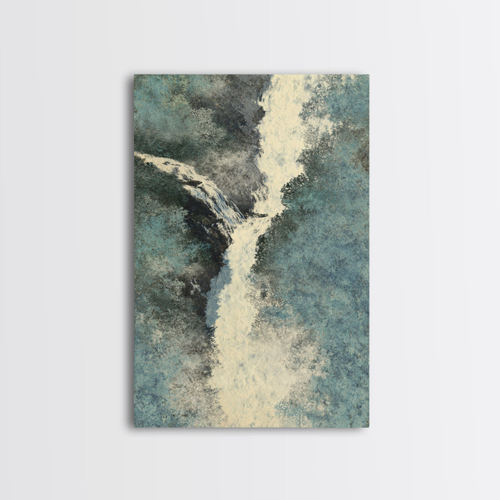 Tropical Jungle Waterfall Framed Canvas Print, Landscape Art, Modern Decor, Living Room Decor, Fine Art, Horizon, Wall Decor, LAN-2x3-24