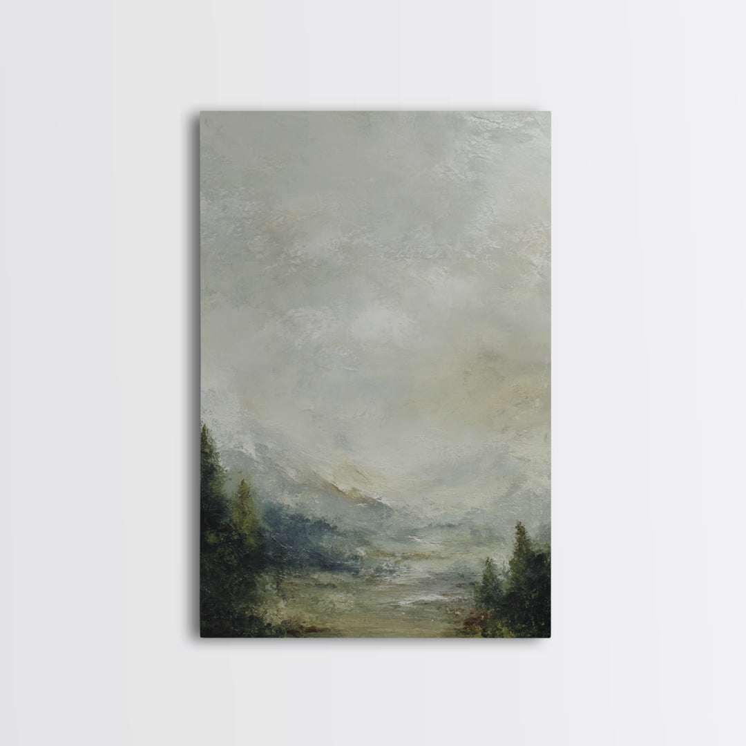 Rocky Scottish Highland Framed Canvas Print, Landscape Art, Printable Wall Art, Living Room Decor, Oil Painting, Horizon, LAN-2x3-25
