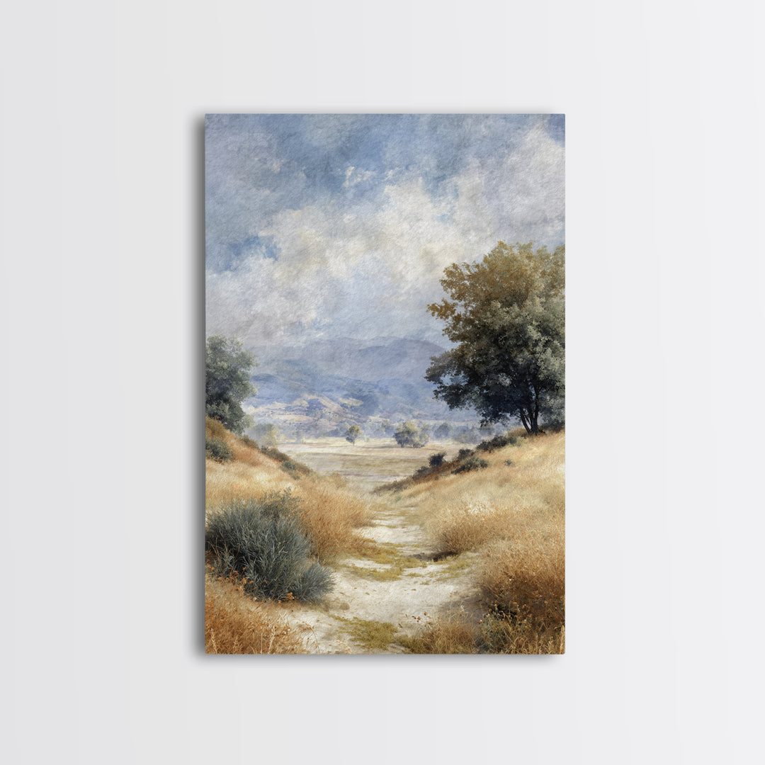 Old Country Road Framed Canvas Print, Landscape Art, Contemporary Art, Living Room Decor, Fine Art, Horizon, Original Art, LAN-2x3-4