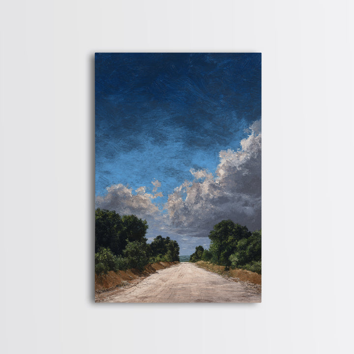 Old Country Road Framed Canvas Print, Landscape Art, Wall Decor, Living Room Decor, Fine Art, Horizon, Digital Print, LAN-2x3-52