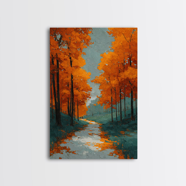 Autumn Forest Path Canvas Print, Landscape Art, Living Room Decor, Oil Painting, Horizon, Modern Art, Gallery Decor, LAN-2x3-65