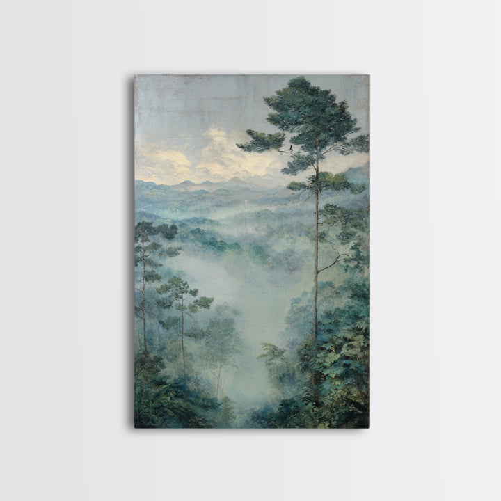 Tropical Jungle Waterfall Canvas Print, Landscape Art, Digital Art, Living Room Decor, Fine Art, Horizon, Boho Wall Art, LAN-2x3-72