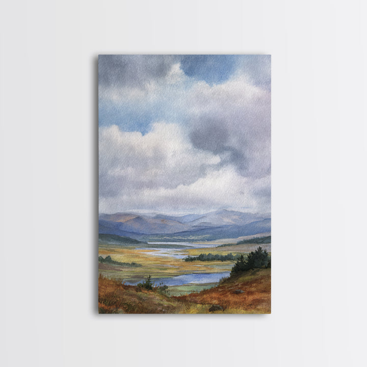 Rocky Scottish Highland Framed Canvas Print, Landscape Art, Boho Wall Art, Living Room Decor, Fine Art, Horizon, Neutral Decor, LAN-2x3-73