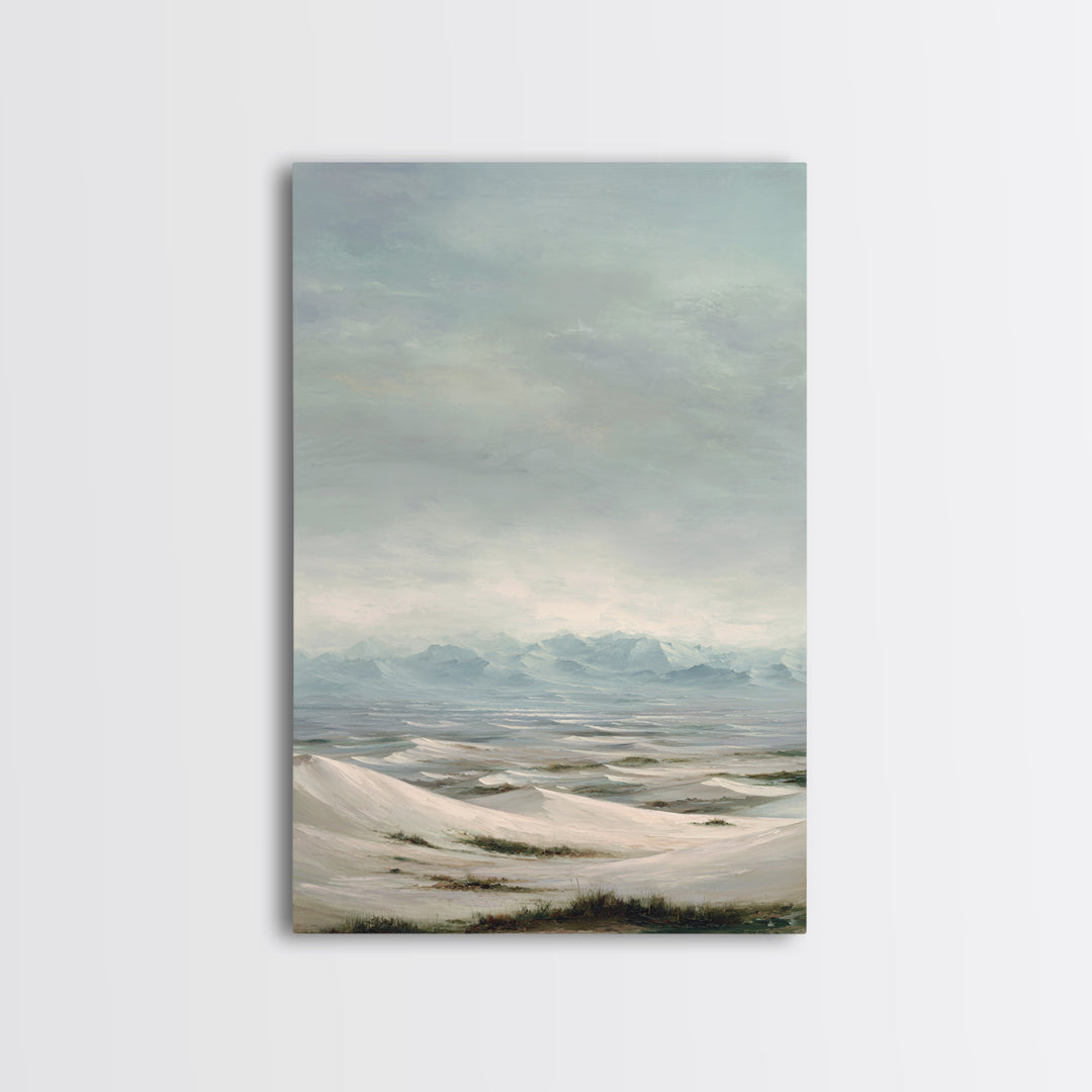 Desert Dunes under Pale Moon Canvas Print, Landscape Art, Set of 3 Prints, Living Room Decor, Fine Art, Horizon, LAN-2x3-91