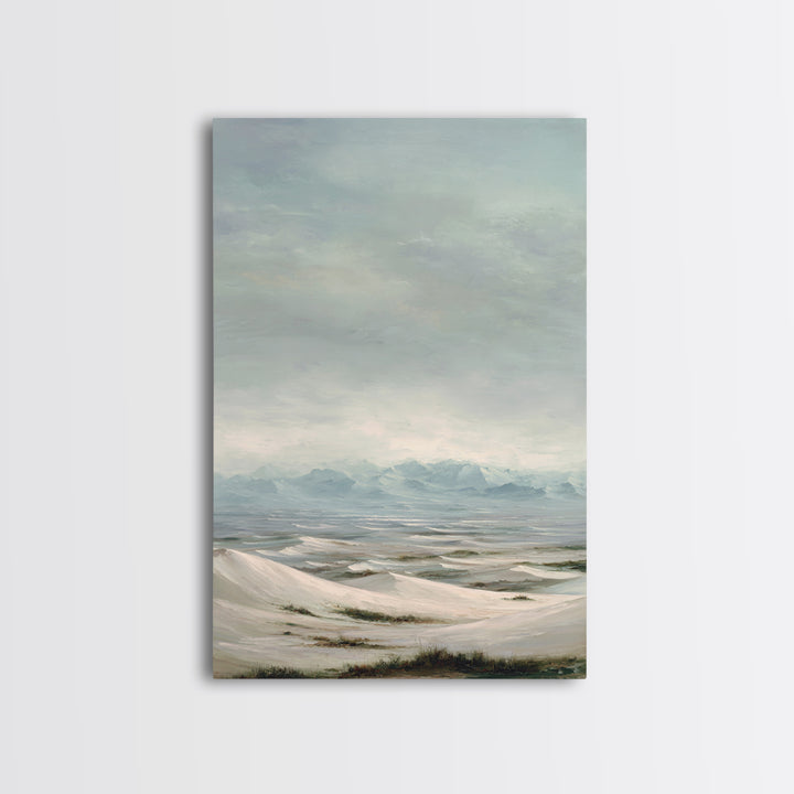 Desert Dunes under Pale Moon Canvas Print, Landscape Art, Set of 3 Prints, Living Room Decor, Fine Art, Horizon, LAN-2x3-91