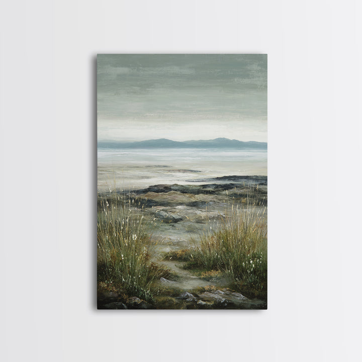 Rocky Scottish Highland Framed Canvas Print, Landscape Art, Boho Wall Art, Living Room Decor, Fine Art, Horizon, Neutral Decor, LAN-2x3-97