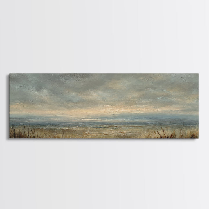 Storm Clouds over an Open Prairie Canvas Print, Landscape Art, Luxury Decor, Living Room Decor, Fine Art, Horizon, Digital Art, LAN-3x1-19