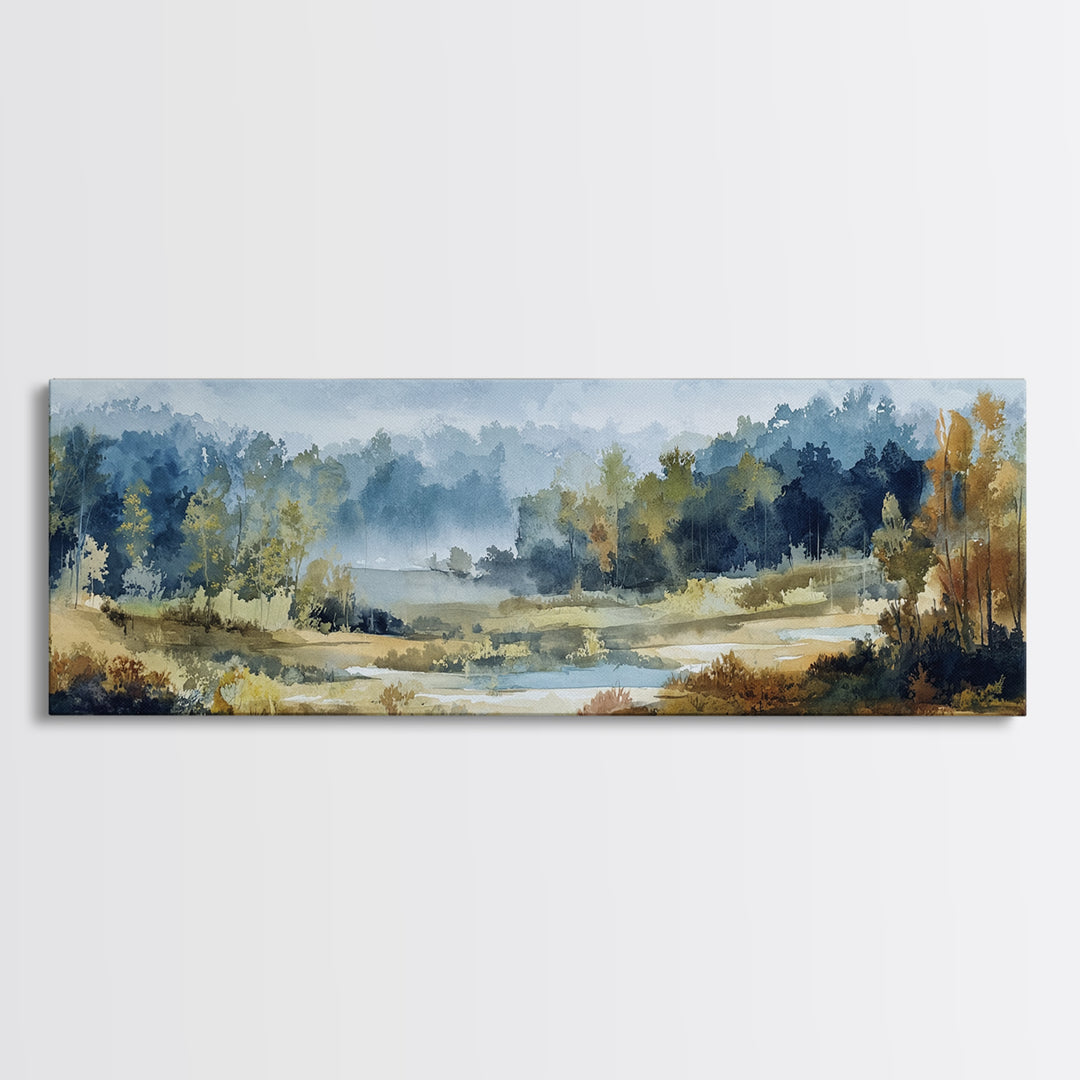 Waterfall Hidden in Dense Forest Canvas Print, Landscape Art, Wall Art Print, Living Room Decor, Fine Art, Horizon, Boho Decor, LAN-3x1-4