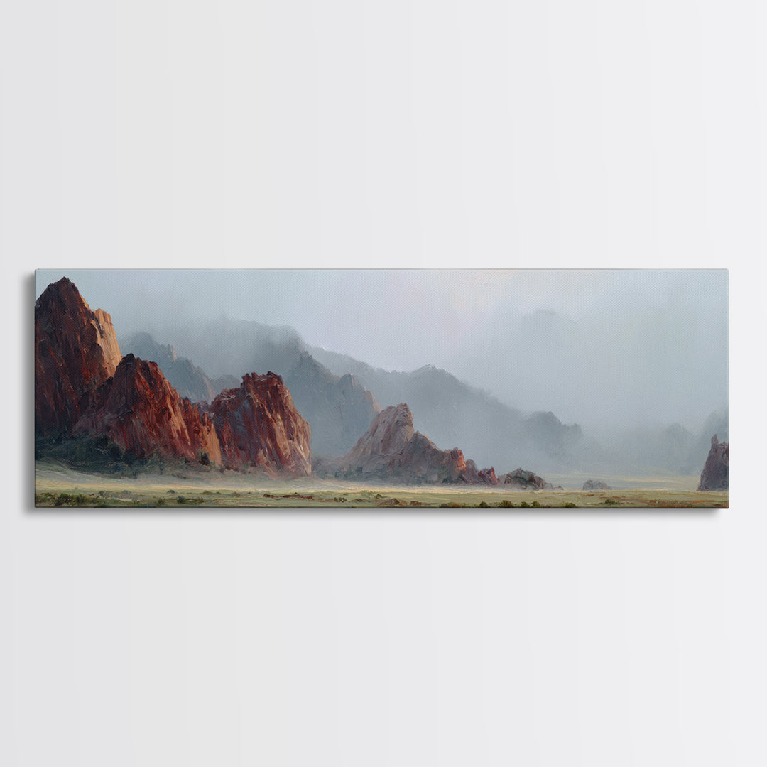 Red Canyon Walls Framed Canvas Print, Landscape Art, Gallery Decor, Living Room Decor, Fine Art, Horizon, Wall Art, Home Decor, LAN-3x1-69