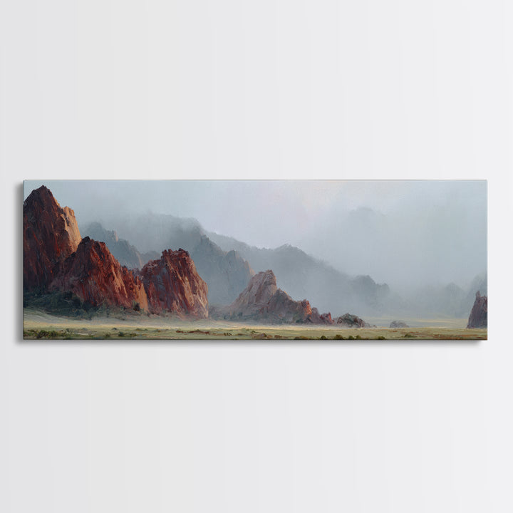 Red Canyon Walls Framed Canvas Print, Landscape Art, Gallery Decor, Living Room Decor, Fine Art, Horizon, Wall Art, Home Decor, LAN-3x1-69