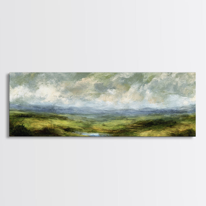 Rolling Green Hills Canvas Print, Landscape Art, Wall Art, Living Room Decor, Fine Art, Horizon, Framed Wall Art, Abstract Art, LAN-3x1-70