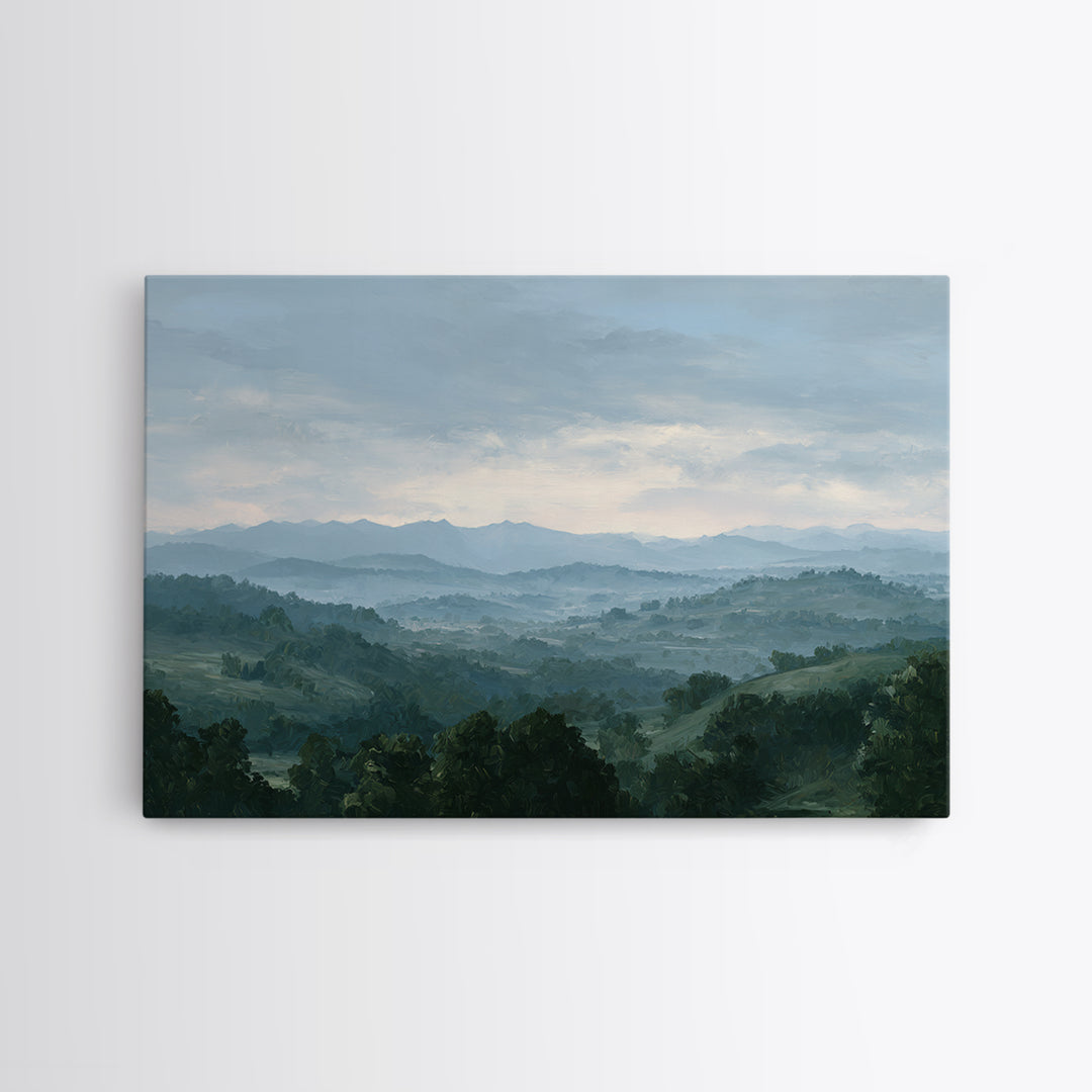 Rolling Green Hills Framed Canvas Print, Landscape Art, Living Room Decor, Oil Painting, Horizon, Modern Art, Gallery Decor, LAN-3x2-10