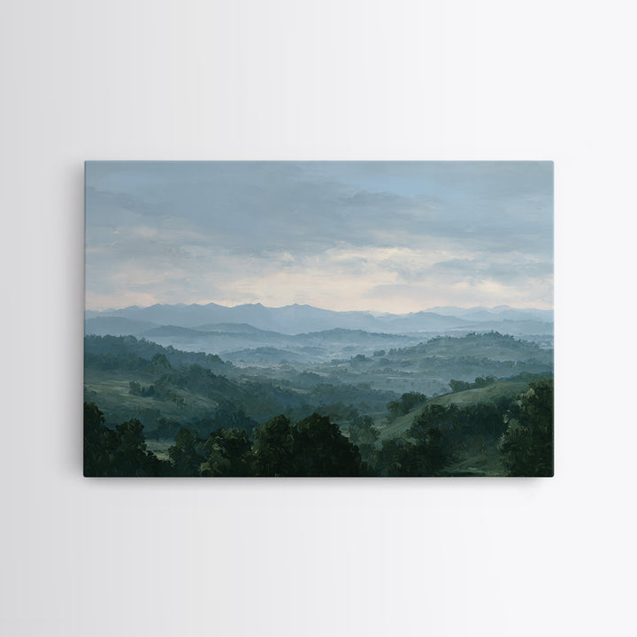 Rolling Green Hills Framed Canvas Print, Landscape Art, Living Room Decor, Oil Painting, Horizon, Modern Art, Gallery Decor, LAN-3x2-10