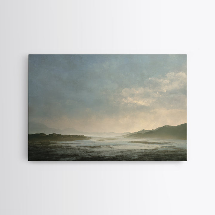 Volcanic Black Beach Canvas Print, Landscape Art, Boho Wall Art, Living Room Decor, Fine Art, Horizon, Neutral Decor, LAN-3x2-66