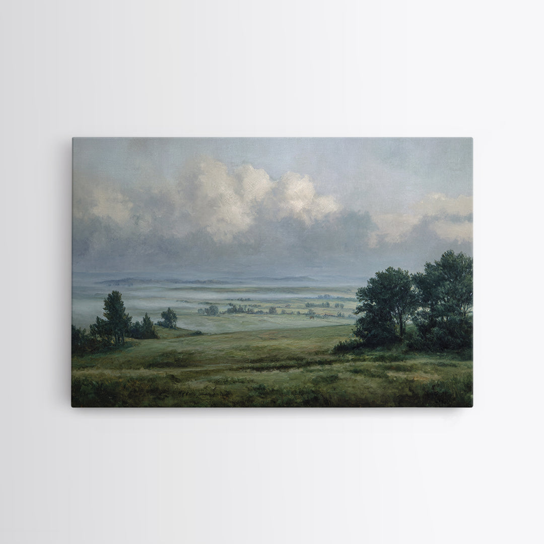Storm Clouds over an Open Prairie Framed Canvas Print, Landscape Art, Luxury Decor, Living Room Decor, Fine Art, Horizon, LAN-3x2-79