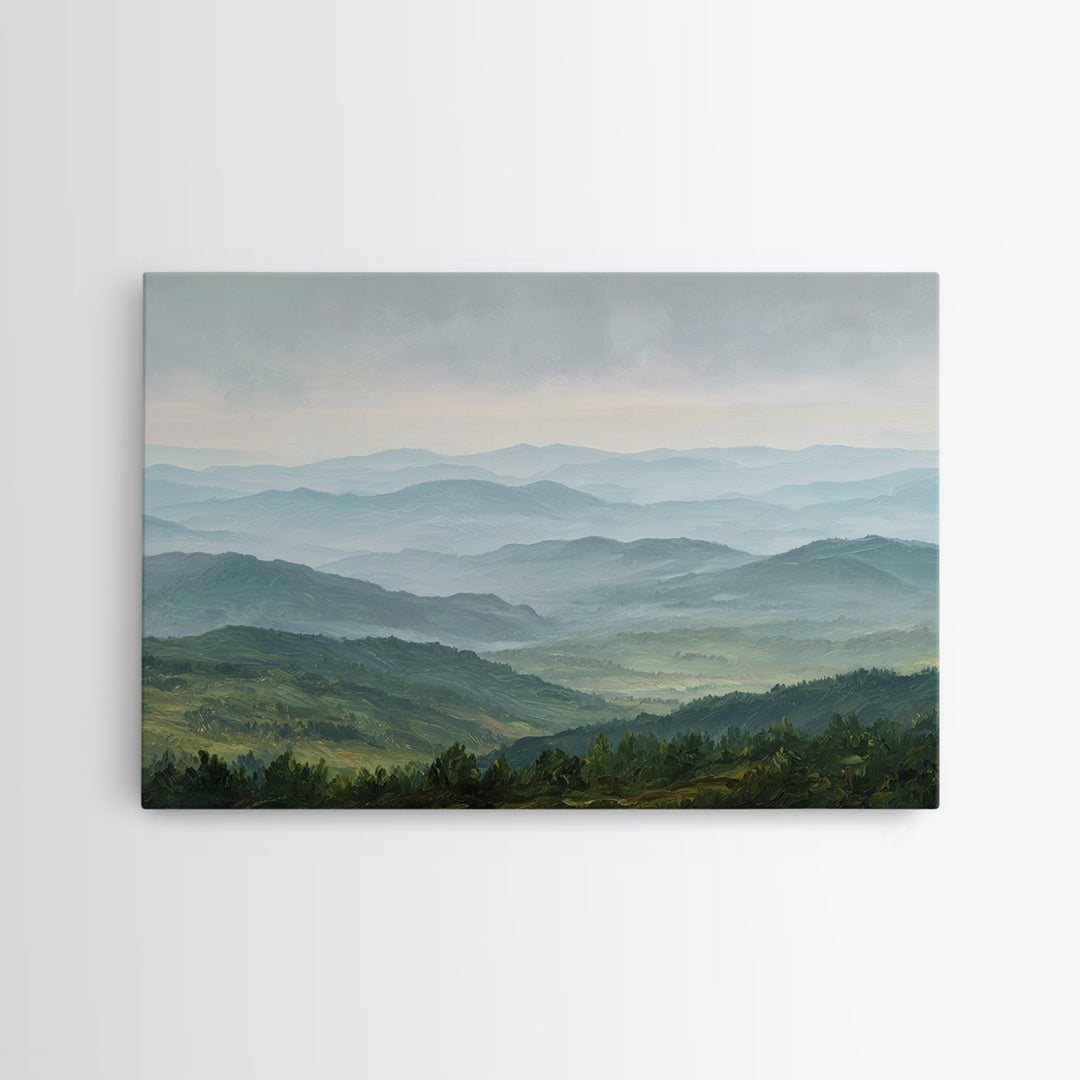 Rolling Green Hills Framed Canvas Print, Landscape Art, Floral Wall Art, Living Room Decor, Fine Art, Horizon, Minimalist Decor, LAN-3x2-82