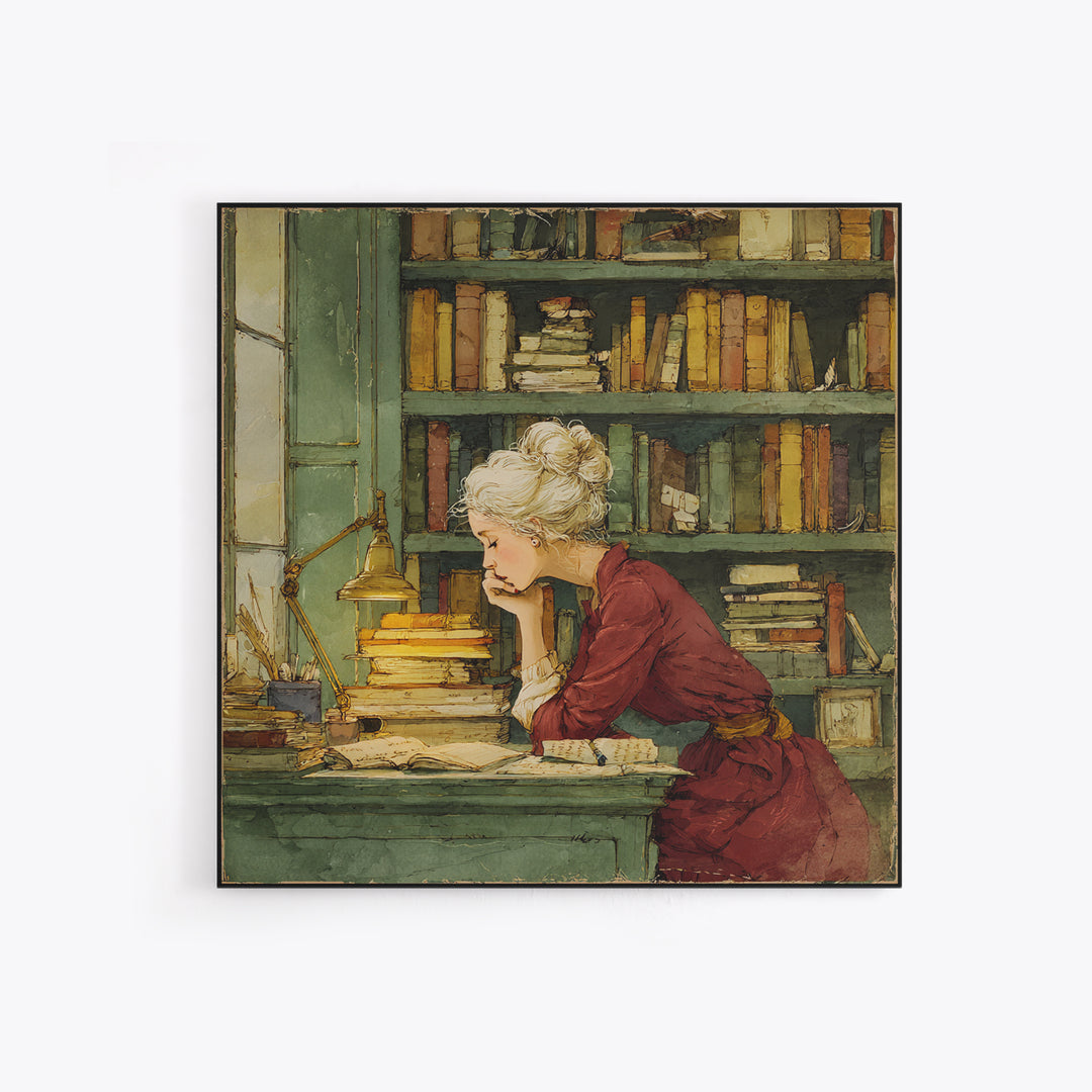 Classical Scholar Portrait Canvas Print, Library Art, Halloween Wall Decor, Library Decor, Oil Painting, Archive, LIB-1x1-10