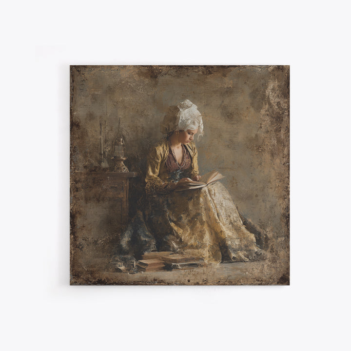 Renaissance Reading Figure Framed Canvas Print, Library Art, Gothic Wall Decor, Library Decor, Fine Art, Archive, LIB-1x1-71