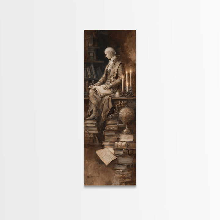 Classical Scholar Portrait Framed Canvas Print, Library Art, Modern Decor, Library Decor, Fine Art, Archive, Wall Decor, LIB-1x3-46
