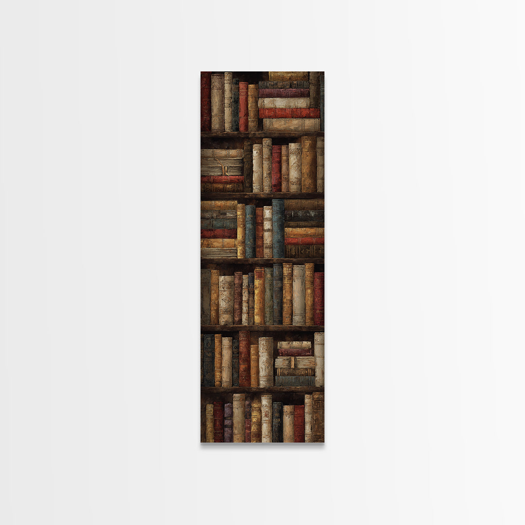 Library Shelf Pattern Framed Canvas Print, Library Art, Library Decor, Fine Art, Archive, Neutral Decor, Modern Decor, LIB-1x3-47